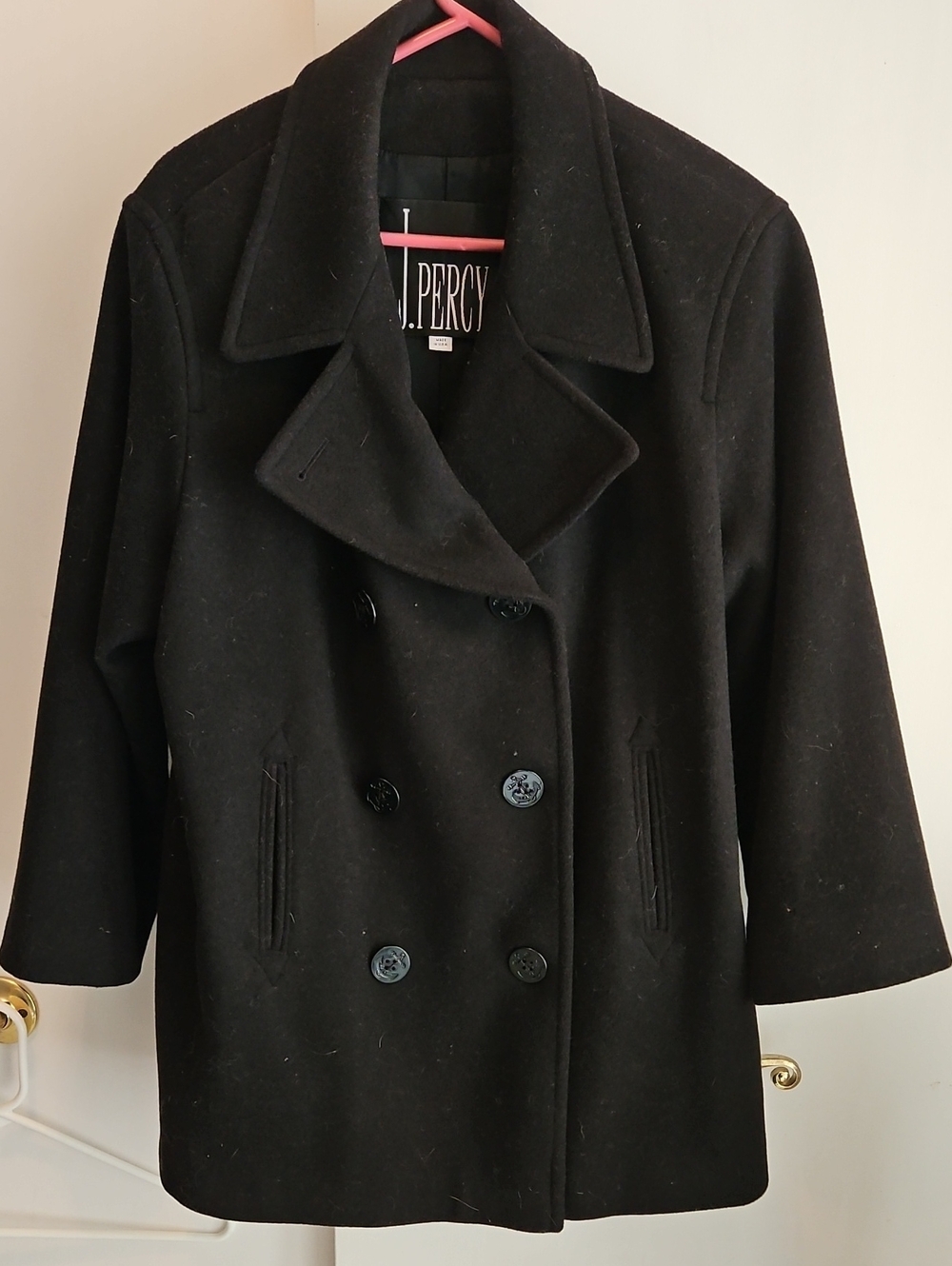 Women's Percy Black  Double-Breasted Pea Coat
